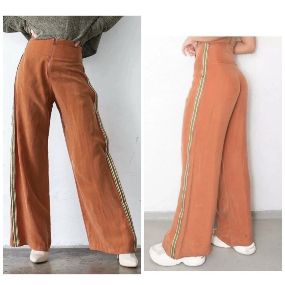 Tribe Kelley Pants Sierra Staff Bells Size Medium Brown Side Stripe Front Zipper